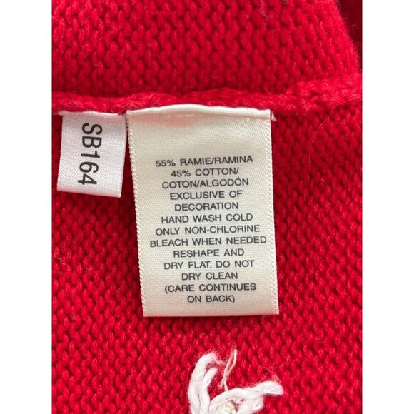 Susan Bristol Red Cardigan Floral Embroidery Button-Up Ramie Vintage Women XL - Picture 5 of 7